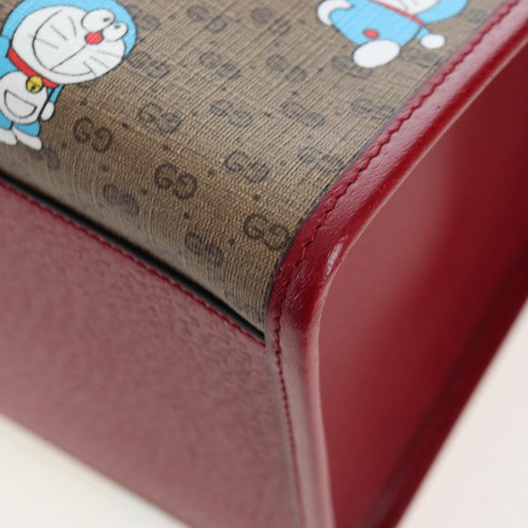 GUCCI x Doraemon Micro GG Hand Bag PVC 2way Brown Gold Tone 653952 Auth 167569SM