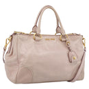 Miu Miu Hand Bag Leather 2way Pink Gold Tone Auth 167571A-1
