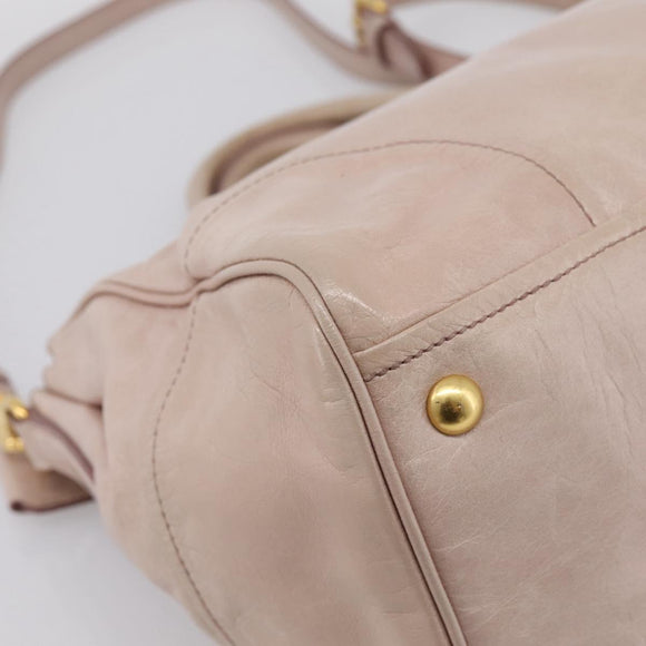 Miu Miu Hand Bag Leather 2way Pink Gold Tone Auth 167571A