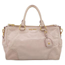 Miu Miu Hand Bag Leather 2way Pink Gold Tone Auth 167571A-2