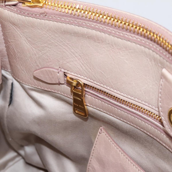 Miu Miu Hand Bag Leather 2way Pink Gold Tone Auth 167571A