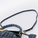 Miu Miu Matelasse Hobo Hand Bag Leather Blue Gold Tone Auth 167573V-15