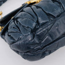 Miu Miu Matelasse Hobo Hand Bag Leather Blue Gold Tone Auth 167573V-17