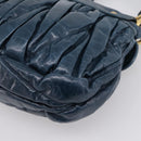 Miu Miu Matelasse Hobo Hand Bag Leather Blue Gold Tone Auth 167573V-18