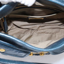 Miu Miu Matelasse Hobo Hand Bag Leather Blue Gold Tone Auth 167573V-10