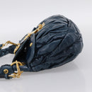 Miu Miu Matelasse Hobo Hand Bag Leather Blue Gold Tone Auth 167573V-3