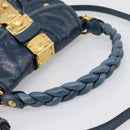 Miu Miu Matelasse Hobo Hand Bag Leather Blue Gold Tone Auth 167573V-7