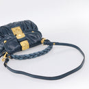 Miu Miu Matelasse Hobo Hand Bag Leather Blue Gold Tone Auth 167573V-8