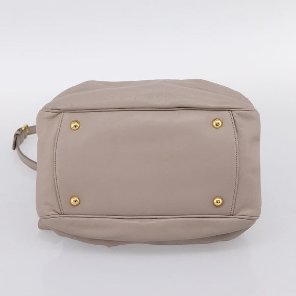 Miu Miu Hand Bag Leather 2way Gray Gold Tone Auth 167574V