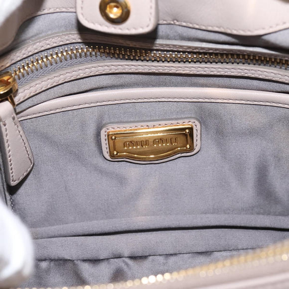 Miu Miu Hand Bag Leather 2way Gray Gold Tone Auth 167574V