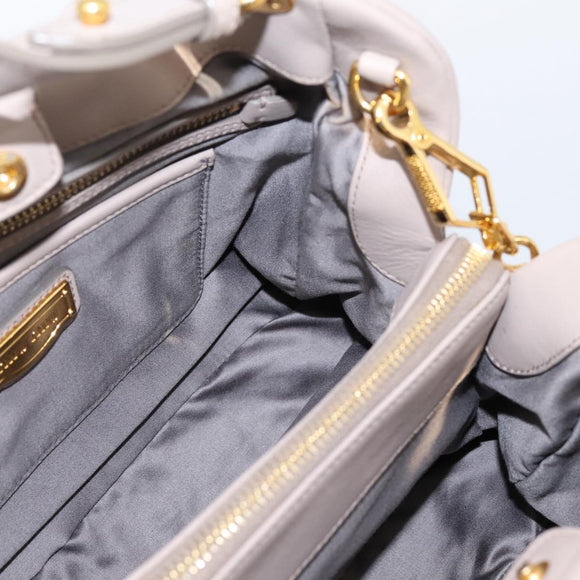 Miu Miu Hand Bag Leather 2way Gray Gold Tone Auth 167574V