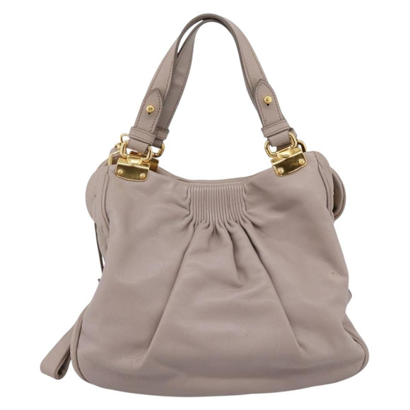 Miu Miu Hand Bag Leather 2way Gray Gold Tone Auth 167574V