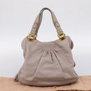 Miu Miu Hand Bag Leather 2way Gray Gold Tone Auth 167574V-12