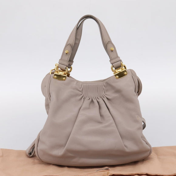Miu Miu Hand Bag Leather 2way Gray Gold Tone Auth 167574V