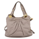 Miu Miu Hand Bag Leather 2way Gray Gold Tone Auth 167574V-2