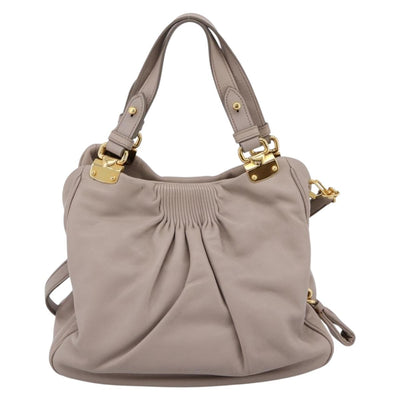 Miu Miu Hand Bag Leather 2way Gray Gold Tone Auth 167574V - 0