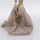 Miu Miu Hand Bag Leather 2way Gray Gold Tone Auth 167574V-4