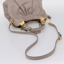 Miu Miu Hand Bag Leather 2way Gray Gold Tone Auth 167574V-8