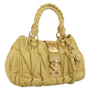 Miu Miu Matelasse Hand Bag Leather 2way Yellow Gold Tone Auth 167575V-1