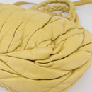 Miu Miu Matelasse Hand Bag Leather 2way Yellow Gold Tone Auth 167575V-18