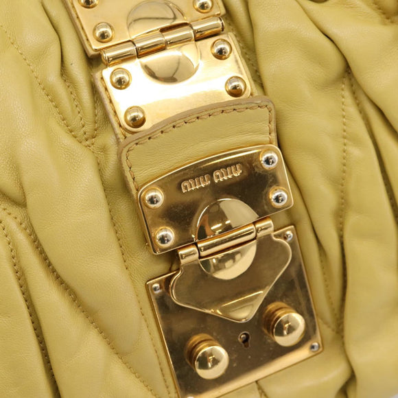 Miu Miu Matelasse Hand Bag Leather 2way Yellow Gold Tone Auth 167575V