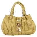 Miu Miu Matelasse Hand Bag Leather 2way Yellow Gold Tone Auth 167575V-13