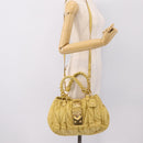 Miu Miu Matelasse Hand Bag Leather 2way Yellow Gold Tone Auth 167575V-26