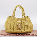Miu Miu Matelasse Hand Bag Leather 2way Yellow Gold Tone Auth 167575V-12