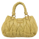 Miu Miu Matelasse Hand Bag Leather 2way Yellow Gold Tone Auth 167575V-2