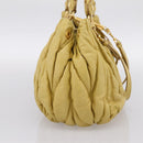 Miu Miu Matelasse Hand Bag Leather 2way Yellow Gold Tone Auth 167575V-3