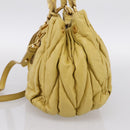 Miu Miu Matelasse Hand Bag Leather 2way Yellow Gold Tone Auth 167575V-4