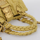 Miu Miu Matelasse Hand Bag Leather 2way Yellow Gold Tone Auth 167575V-7