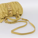 Miu Miu Matelasse Hand Bag Leather 2way Yellow Gold Tone Auth 167575V-8