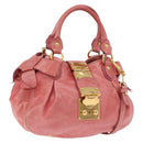 Miu Miu Hand Bag Leather 2way Pink Gold Tone Auth 167576A-1