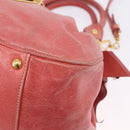 Miu Miu Hand Bag Leather 2way Pink Gold Tone Auth 167576A-16