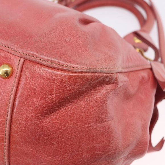 Miu Miu Hand Bag Leather 2way Pink Gold Tone Auth 167576A