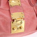 Miu Miu Hand Bag Leather 2way Pink Gold Tone Auth 167576A-19