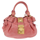 Miu Miu Hand Bag Leather 2way Pink Gold Tone Auth 167576A-13
