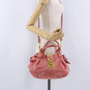 Miu Miu Hand Bag Leather 2way Pink Gold Tone Auth 167576A-26
