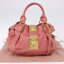 Miu Miu Hand Bag Leather 2way Pink Gold Tone Auth 167576A-12