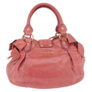 Miu Miu Hand Bag Leather 2way Pink Gold Tone Auth 167576A-2