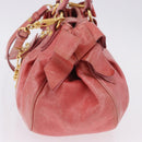 Miu Miu Hand Bag Leather 2way Pink Gold Tone Auth 167576A-3