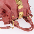 Miu Miu Hand Bag Leather 2way Pink Gold Tone Auth 167576A-6