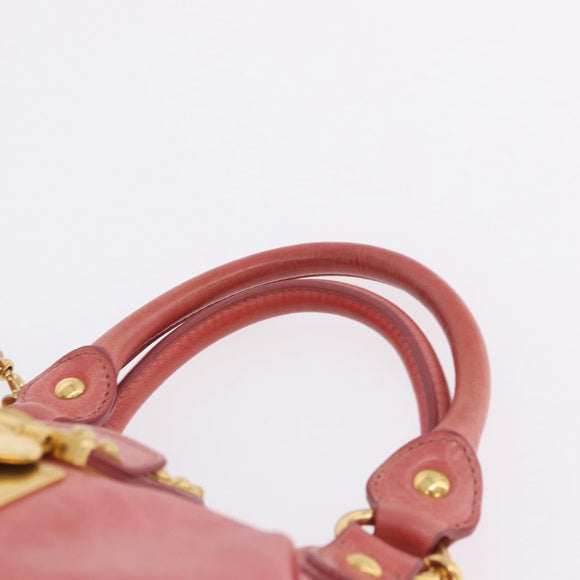 Miu Miu Hand Bag Leather 2way Pink Gold Tone Auth 167576A