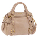 Miu Miu Hand Bag Leather 2way Pink Gold Tone Auth 167577V-1