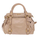Miu Miu Hand Bag Leather 2way Pink Gold Tone Auth 167577V-13