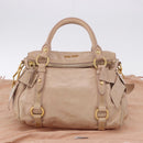 Miu Miu Hand Bag Leather 2way Pink Gold Tone Auth 167577V-12