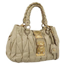 Miu Miu Hand Bag Leather 2way Beige Gold Tone Auth 167578A-1