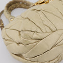 Miu Miu Hand Bag Leather 2way Beige Gold Tone Auth 167578A-18