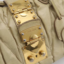 Miu Miu Hand Bag Leather 2way Beige Gold Tone Auth 167578A-22